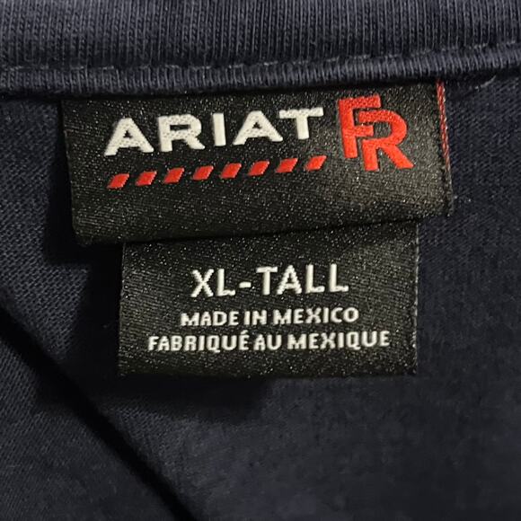 Ariat FR Shirt Mens XLT Navy Long Sleeve Work Flame Resistant CAT 2 NFPA 2112 - Picture 7 of 9